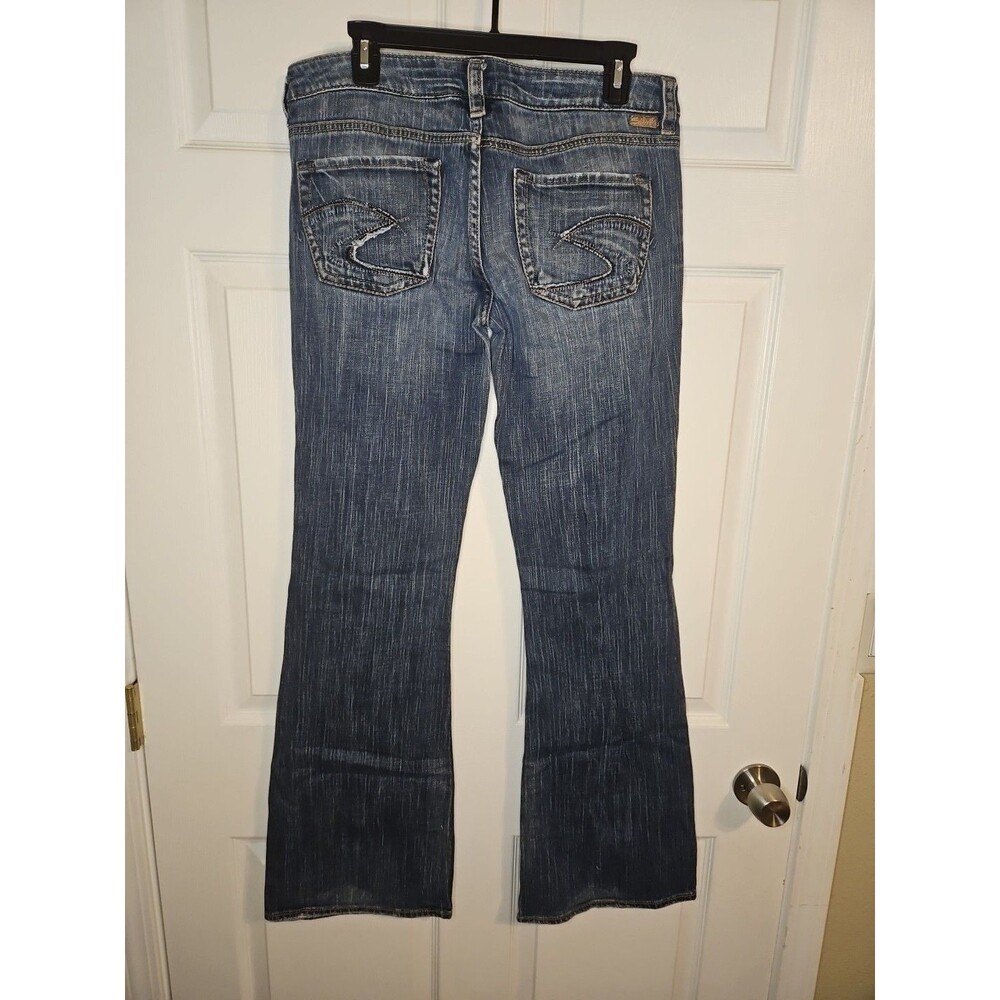 Silver Jeans Lola Mid Rise Boot Cut 31x35 Medium Wash Embroidered